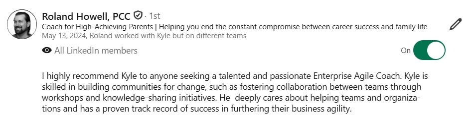 LinkedIn recommendation from Roland Howell, PCC